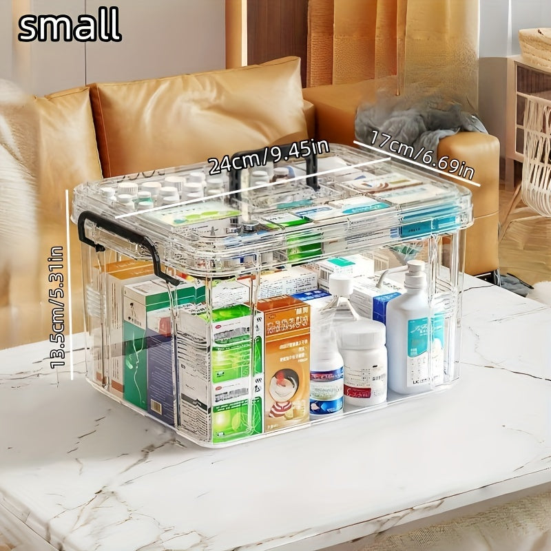 Toza suv o'tkazmaydigan plastmassa saqlash qutisi kvadrat klip bilan yopiladigan qopqoq bilan uy xo'jaligi uchun dorilarni tashkil etish