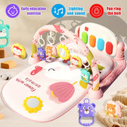 Игровой коврик с ракетной тематикой и музыкальной педалью пианино для малышей в возрасте от 0 до 3 лет, универсальное активное одеяло в синем/красном/зеленом цвете - отличный подарок на дни рождения, праздники и особые случаи.