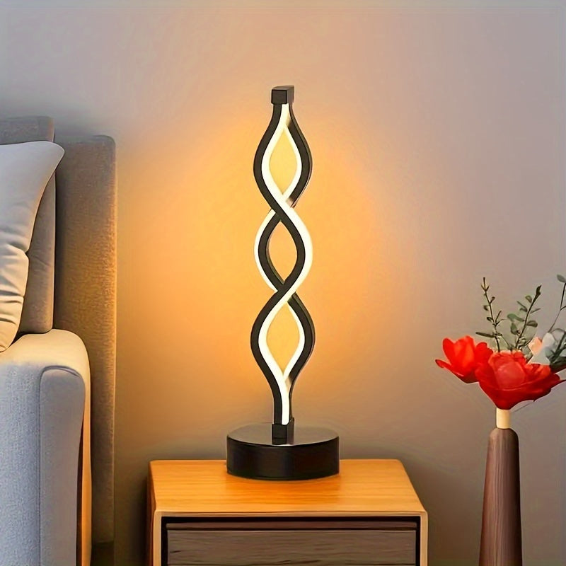 Modern 3-Color LED Table Lamp with Geometric Seaweed Design Dimmable USB Powered