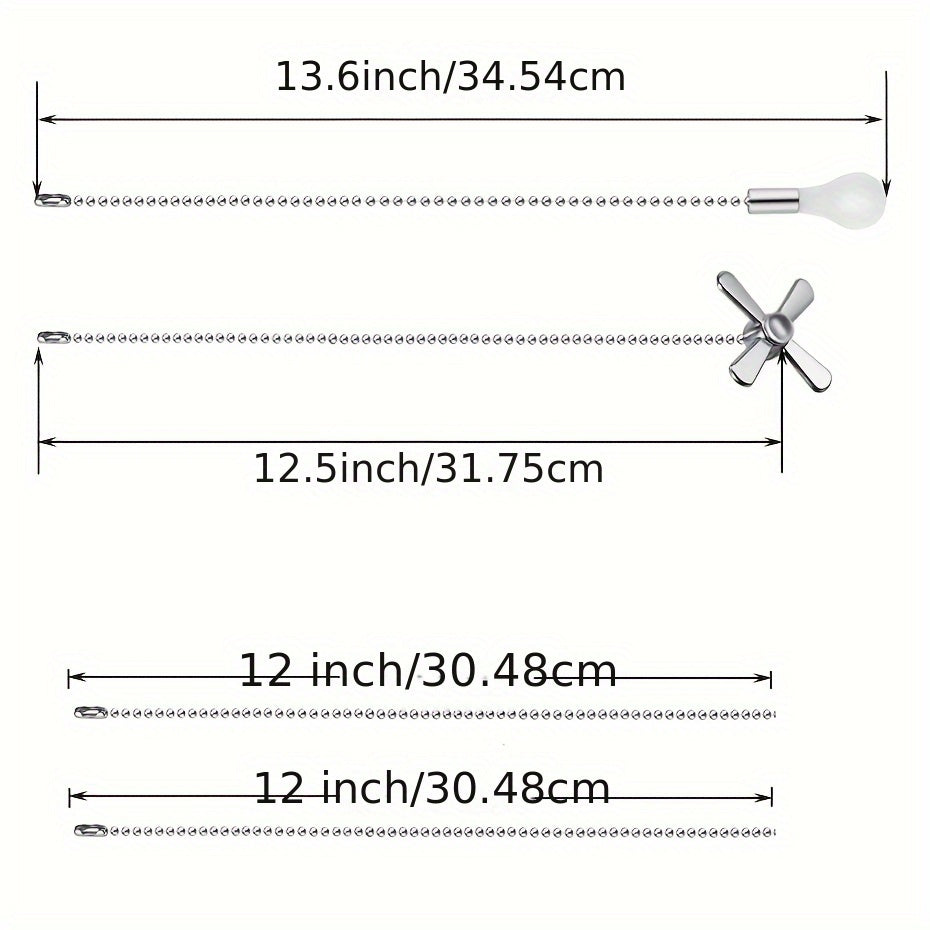 Extra Long Ceiling Fan Pull Chain with Frosted Glass Bulb and Metallic Finish for Standard 3mm Fans