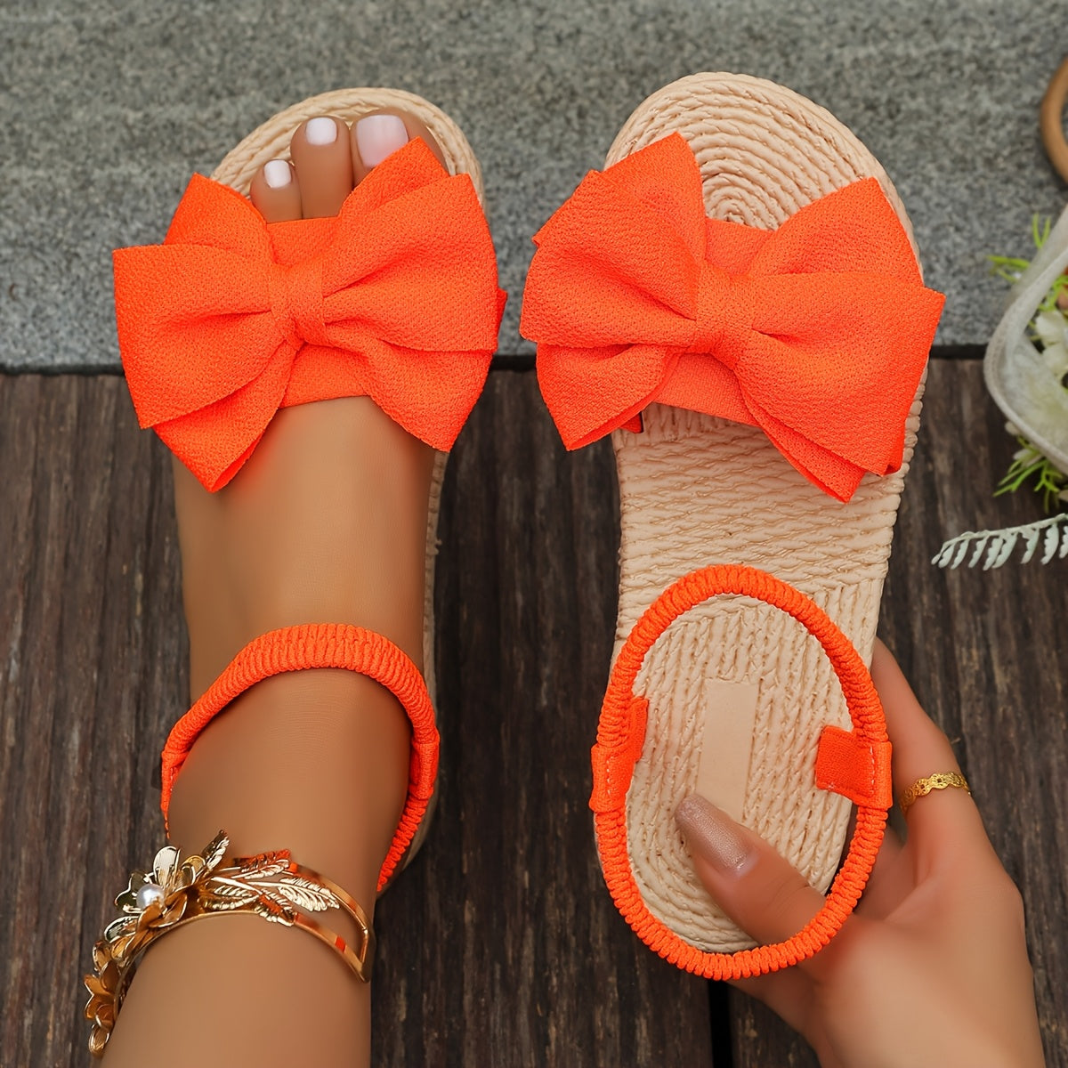 Women's Summer Slip-On Sandals Breathable Fabric Open-Toe Flat Shoes