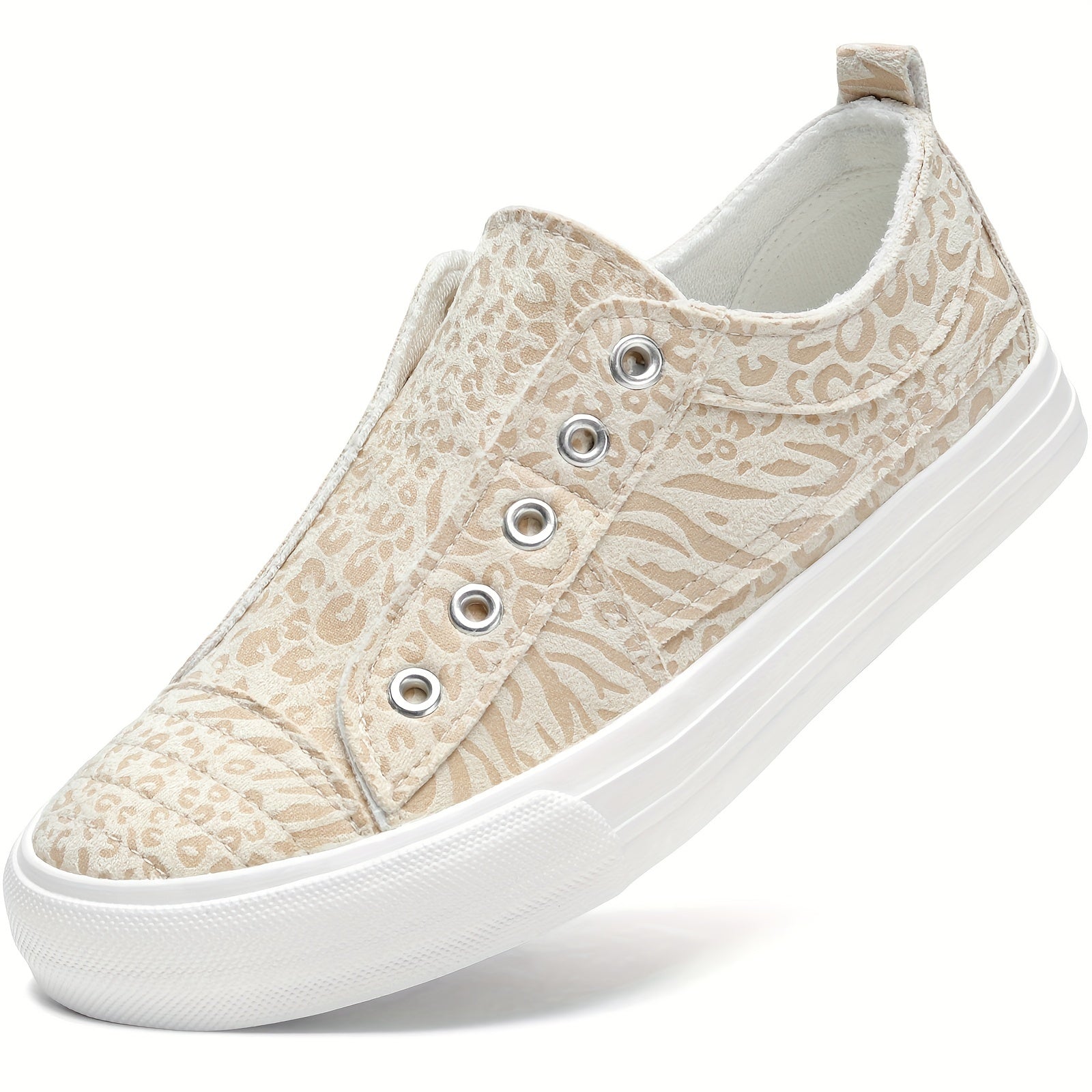 Women's Slip-On Sneakers White Casual Shoes Breathable Fabric All-Season