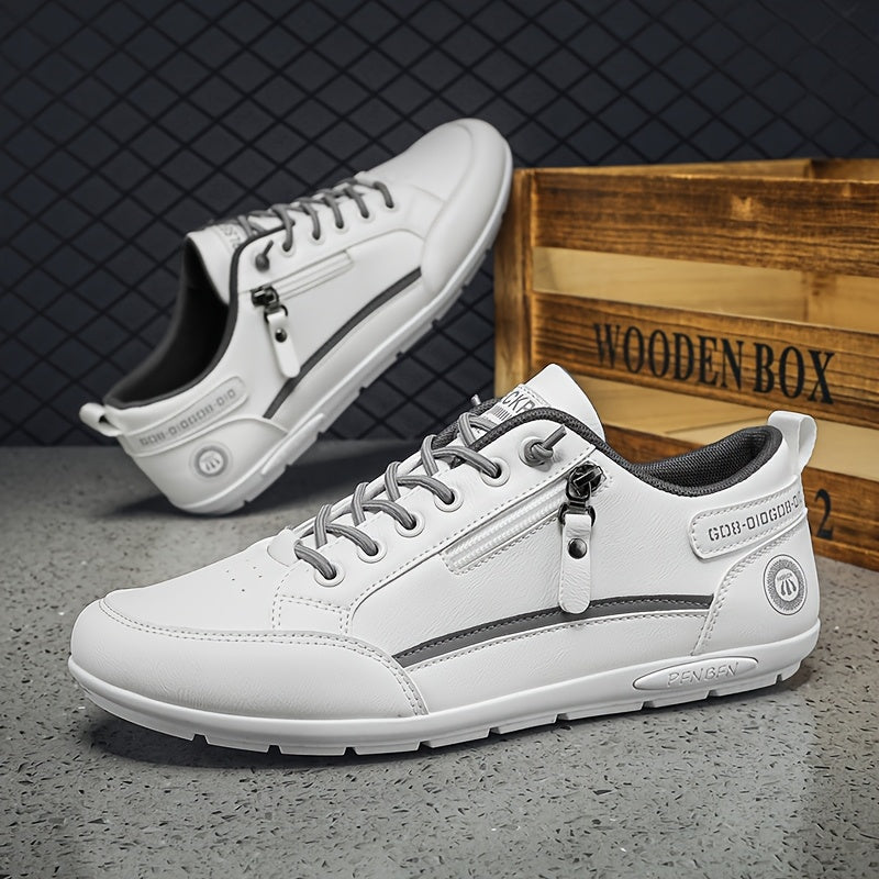 Women's Low-Top Sneakers White Black Lace-Up Casual Athletic Shoes