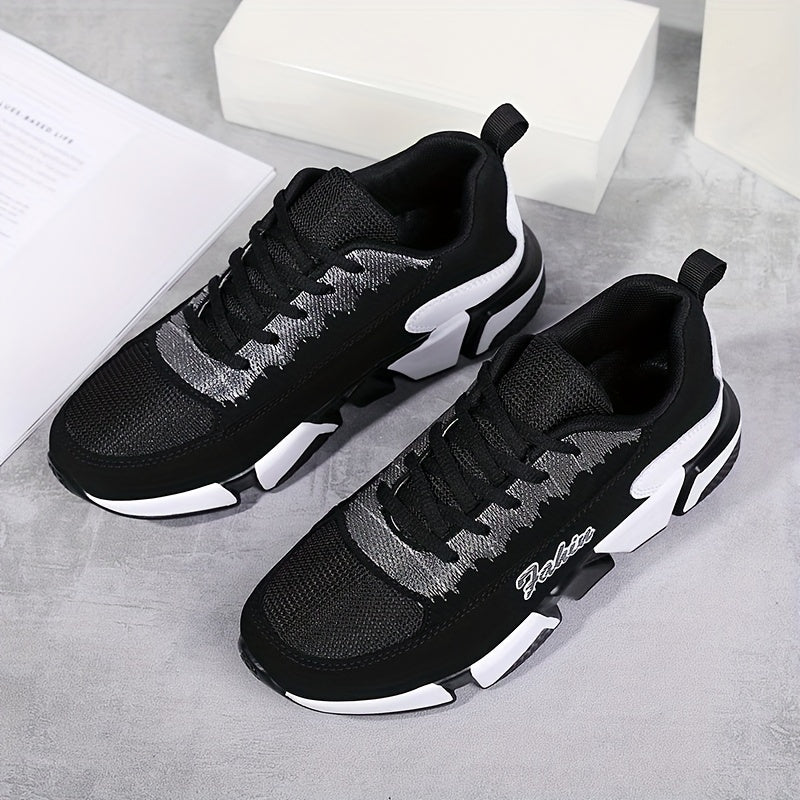 Women's Colorblock Mesh Sports Shoes Low Top Running Sneakers Breathable Casual Lace-Up