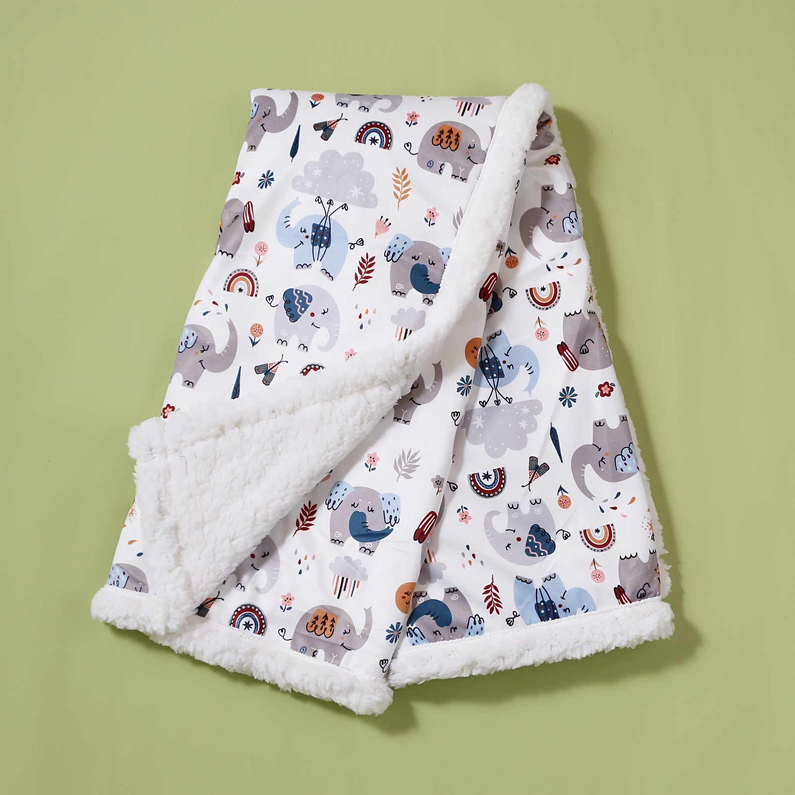 Kids Blanket Double-Layered Animal Prints Soft Polyester for Autumn and Winter
