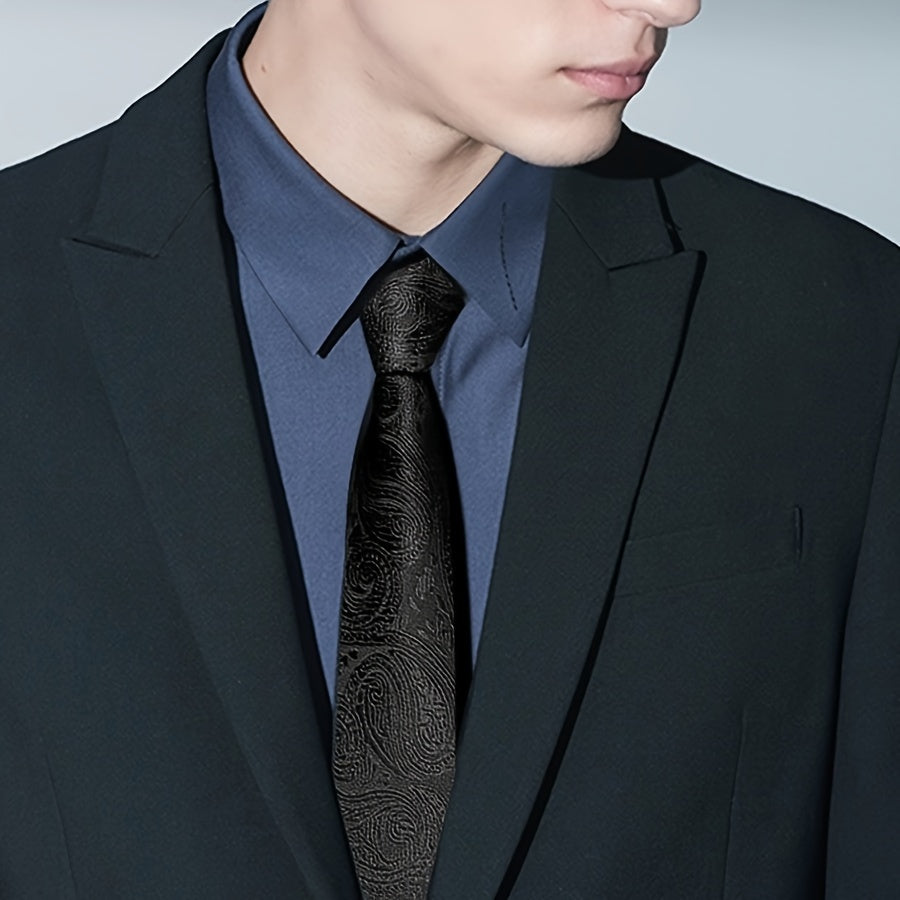 Black Retro Style Tie for Men Classic Silk Business Formal Accessories