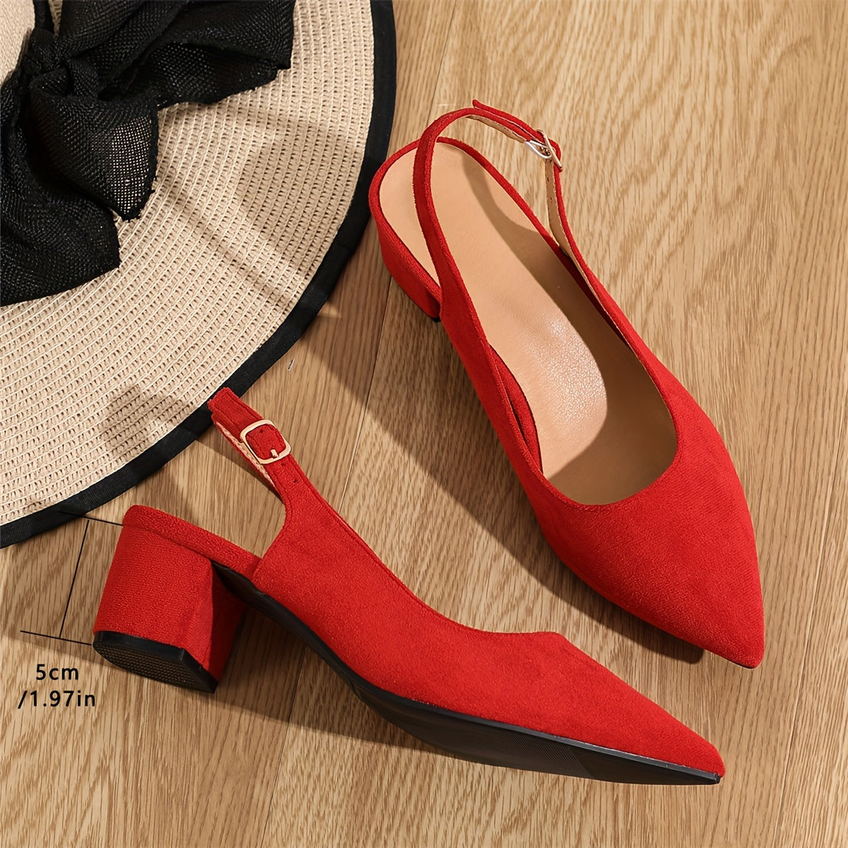 Women's Pointed Toe Block Heel Pumps with Ankle Strap for Parties All Seasons