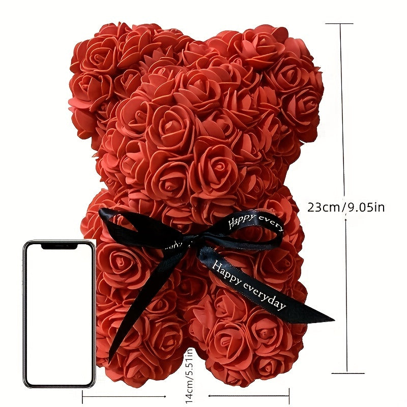 Foam Flower Rose Bear Gift for Valentine's Day Mother's Day Weddings Anniversary 17x23cm