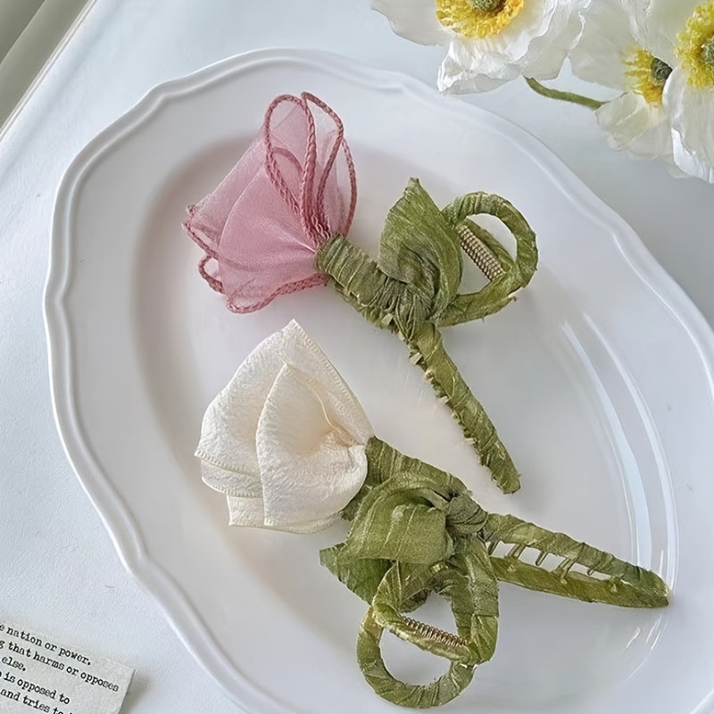 Tulip Flower Hair Claw Clip for Thick Hair Firm Grip Slip-Resistant Hair Accessory