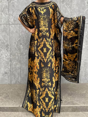 Women's Plus Size Floral Print Tunic Dress with Scarf Polyester All-Season