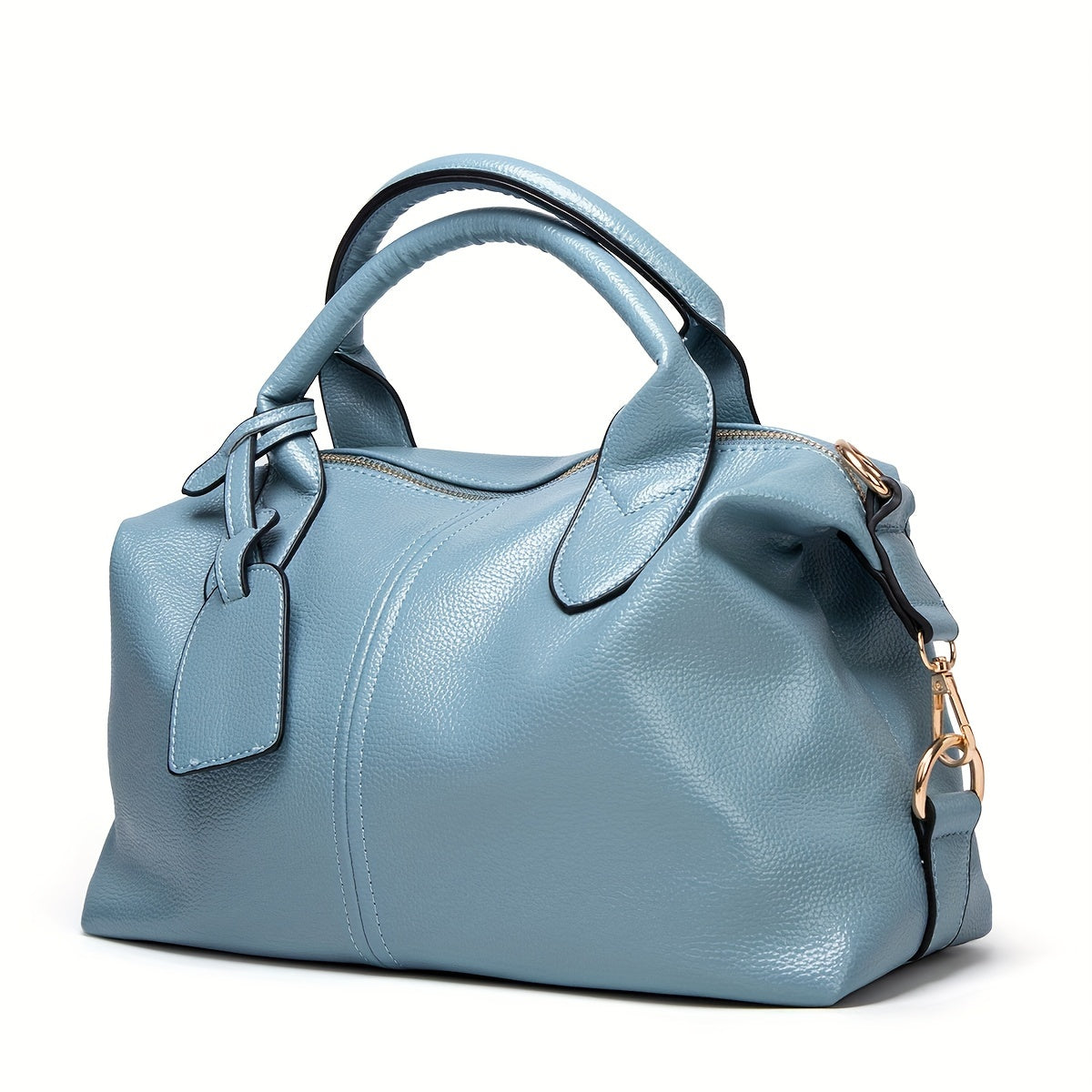 Elegant Faux Leather Shoulder Bag with Removable Strap and Zipper Closure in Multiple Colors