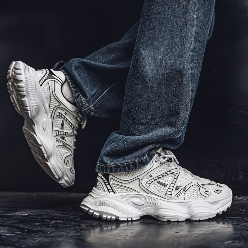 Men's Athletic Sneakers Low Top Thick Sole Casual Running Hiking Shoes for All Seasons