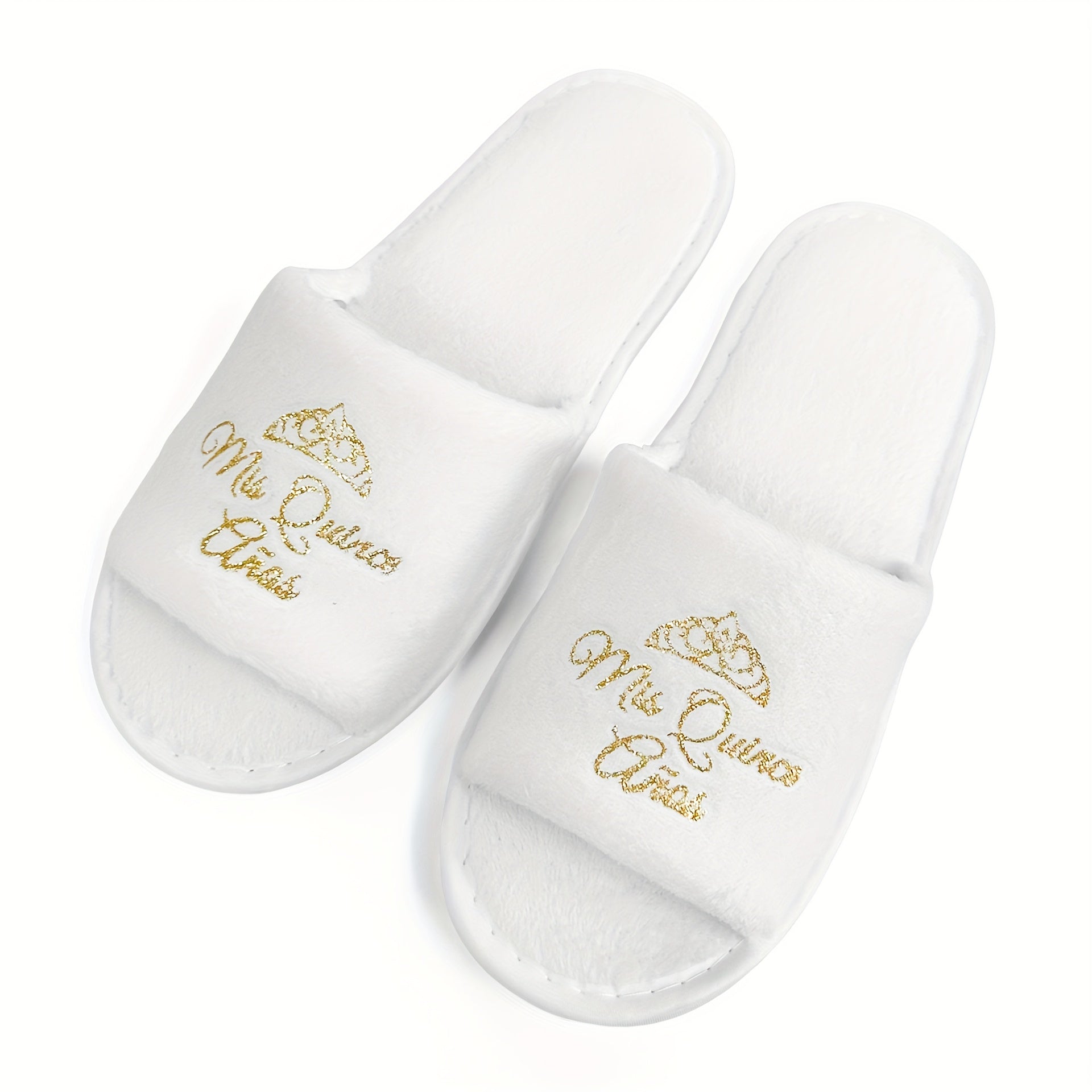 Girls Quinceanera Glitter Gold Slippers Open Toe Indoor Shoes