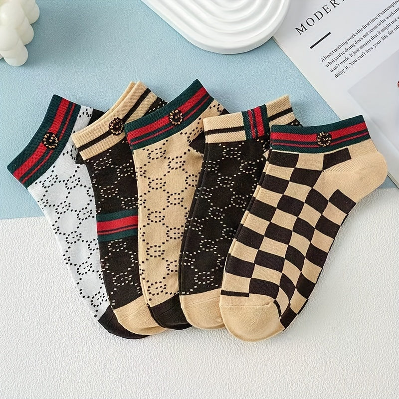 Men's Vintage Pattern Crew Socks 10 Pairs Breathable Soft Summer Casual