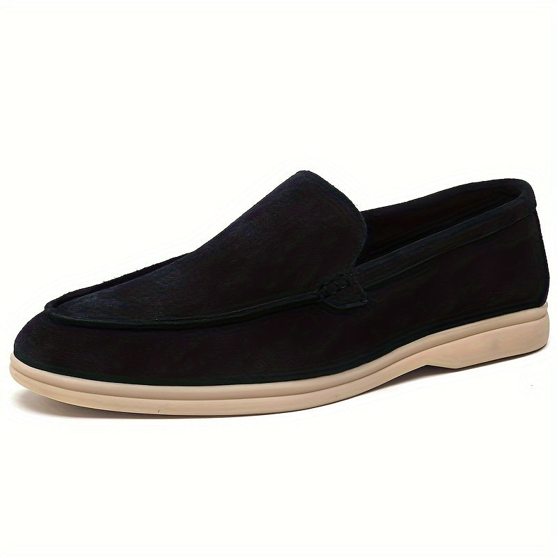 Men's Microfiber Synthetic Leather Slip-On Loafers Casual Breathable Round Toe for Spring Fall