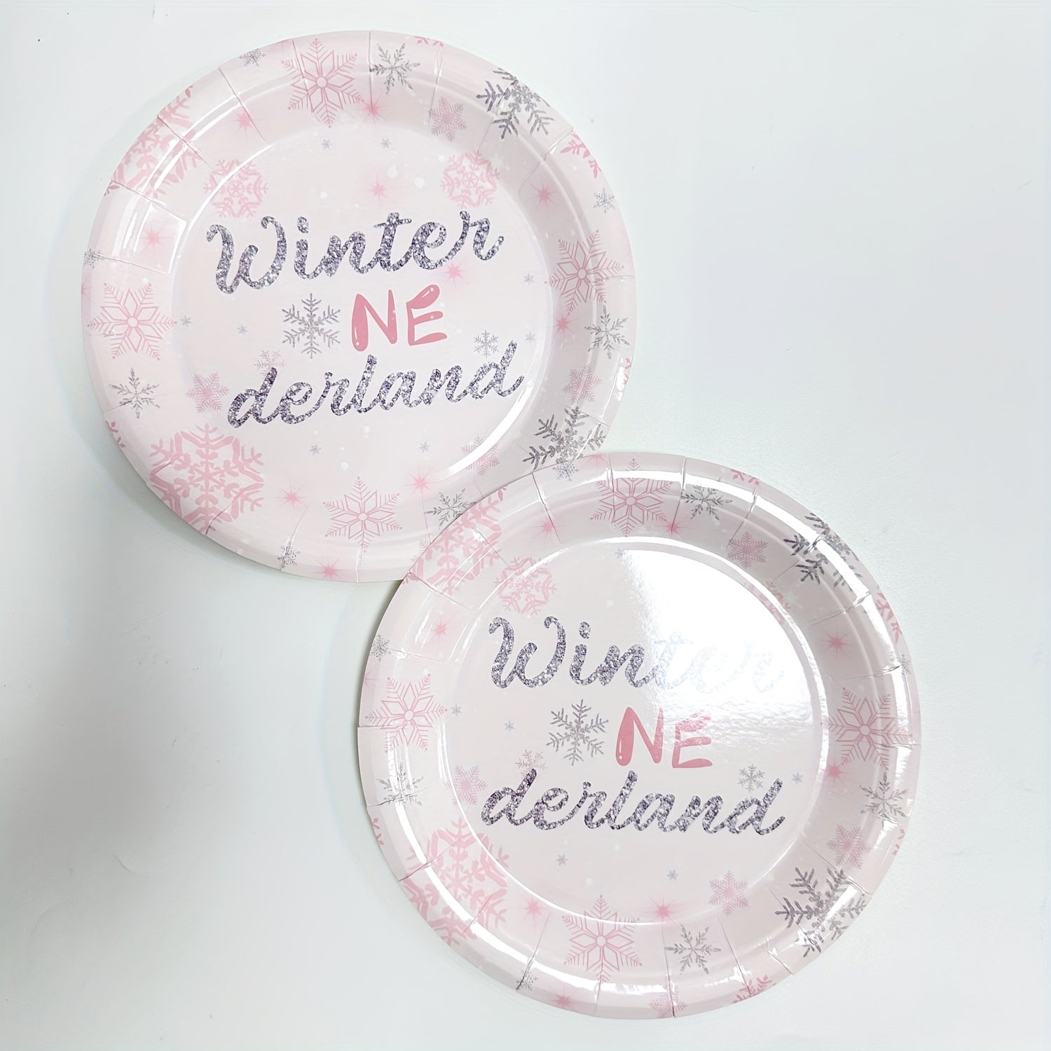 Winter Themed Disposable Paper Plates and Paper Towels Pink Snowflakes Birthday Party Supplies