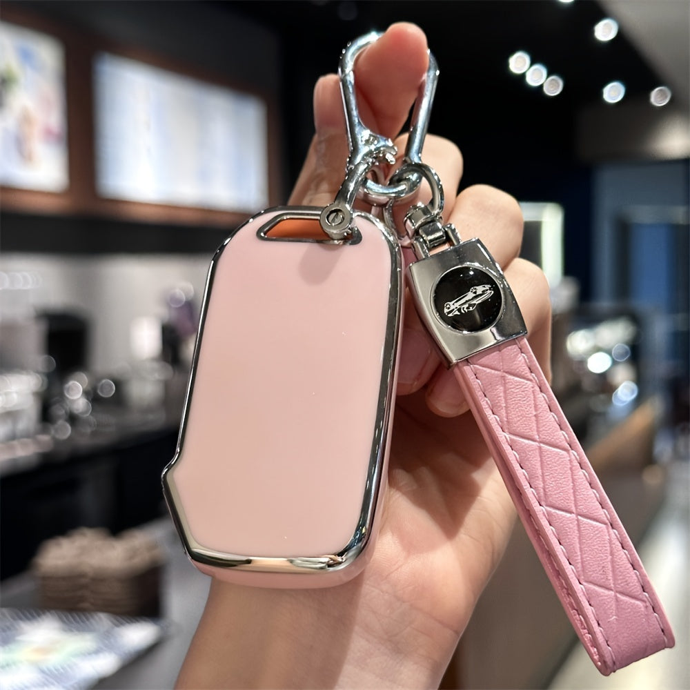 Premium TPU Car Key Case with Keychain for SUV Key Fob Cover Black