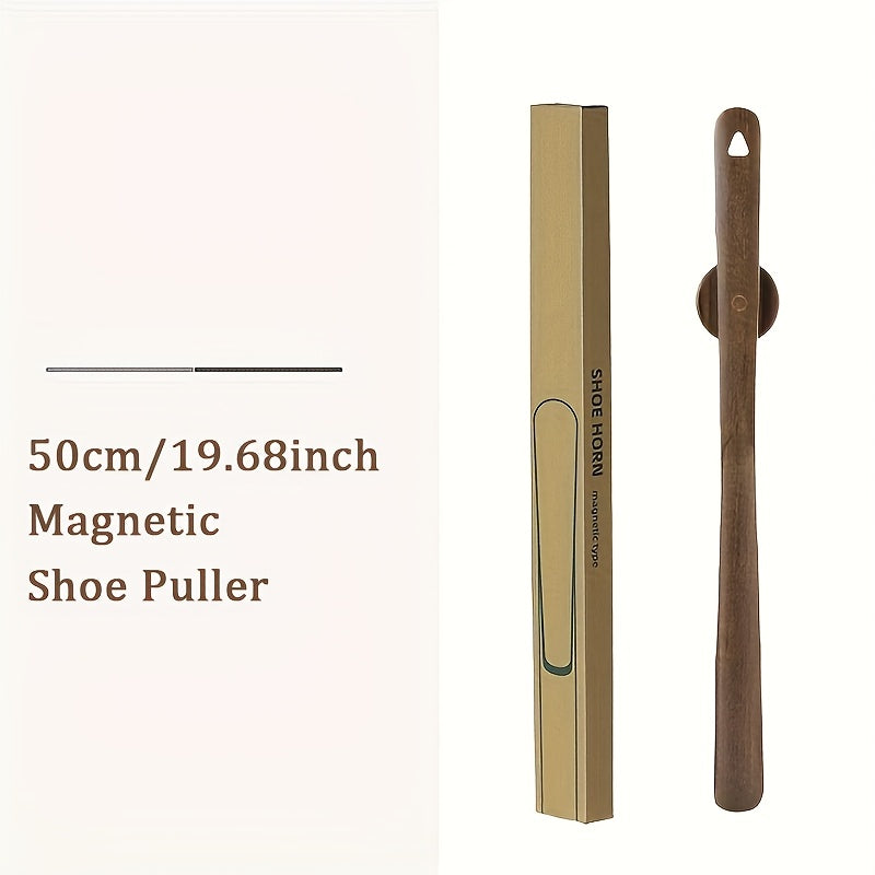 Unisex Solid Wood Shoe Horn with Long Handle for Elderly and Pregnant Women
