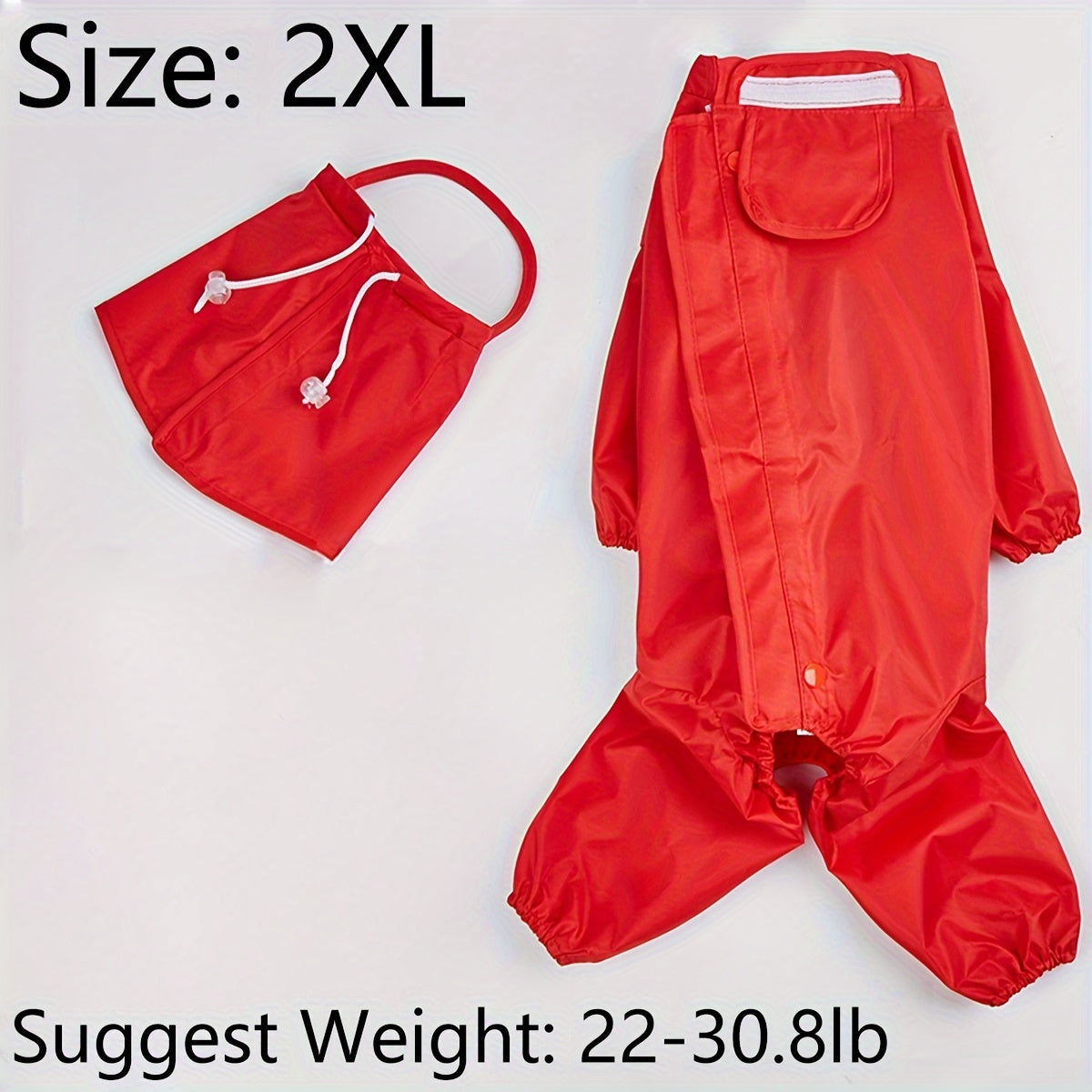 Large Red Dog Raincoat Waterproof Woven Polyester for Medium and Small Dogs