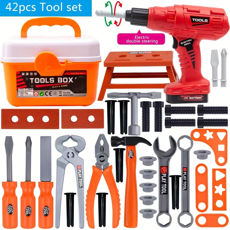 Kids Toy Tool Set in Three Sizes with Electric Drill and Repair Tools for Boys and Girls