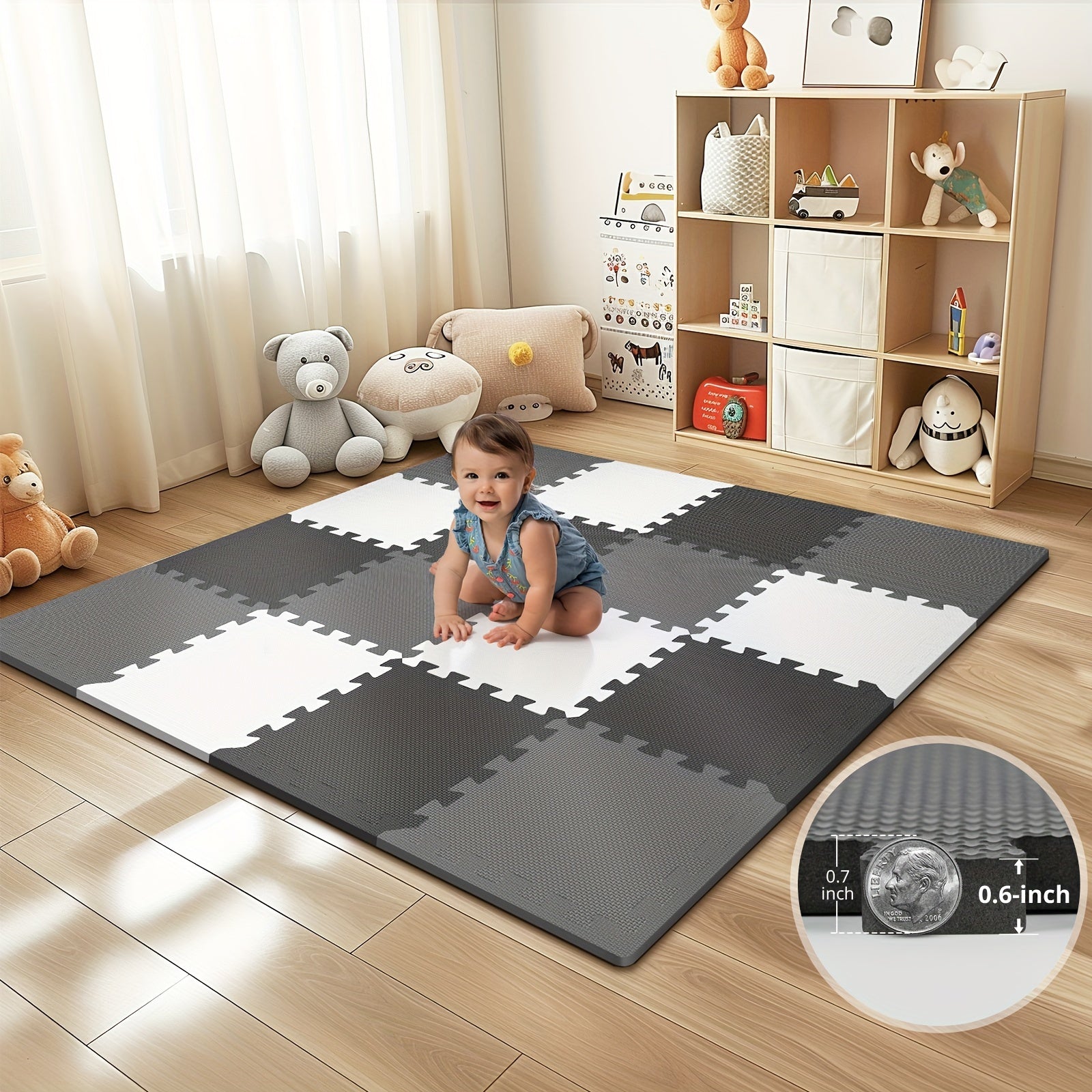 Waterproof Soft PE Foam Playmat for Babies and Kids 12 Tiles Indoor Outdoor