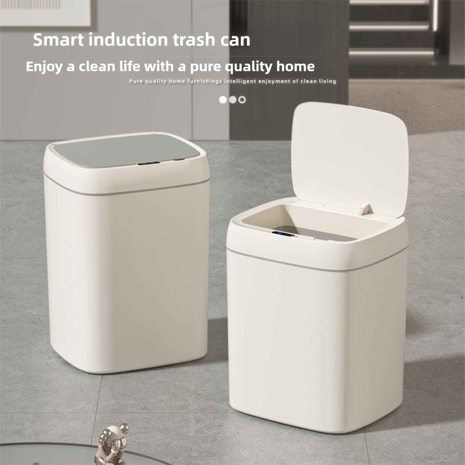 1 шт. Сенсорный умный мусорный бак с автоматической крышкой, работает на батарейках. Идеально подходит для кухни, ванной, спальни и офиса. Батарейки не входят в комплект.