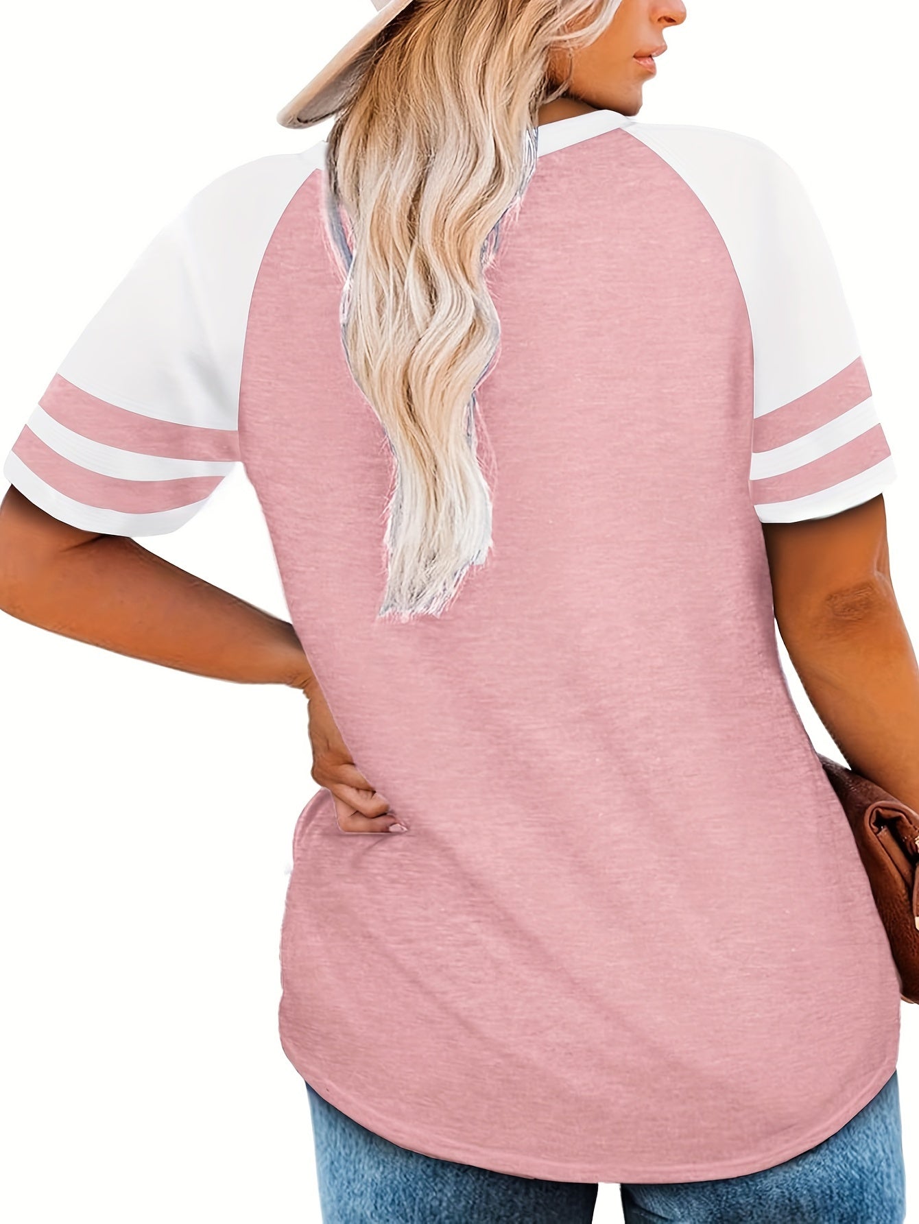 Крупные размеры женская повседневная летняя майка без рукавов светло-розовая с белыми полосами