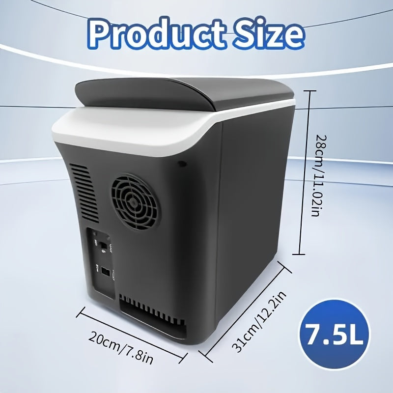 Portable 7.5L Black Car Fridge Cooler with USB for Travel and Camping