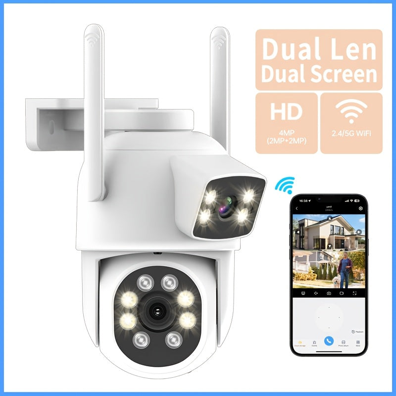 Wireless Security Camera with Dual Lenses 360° Pan Tilt Night Vision WiFi Waterproof
