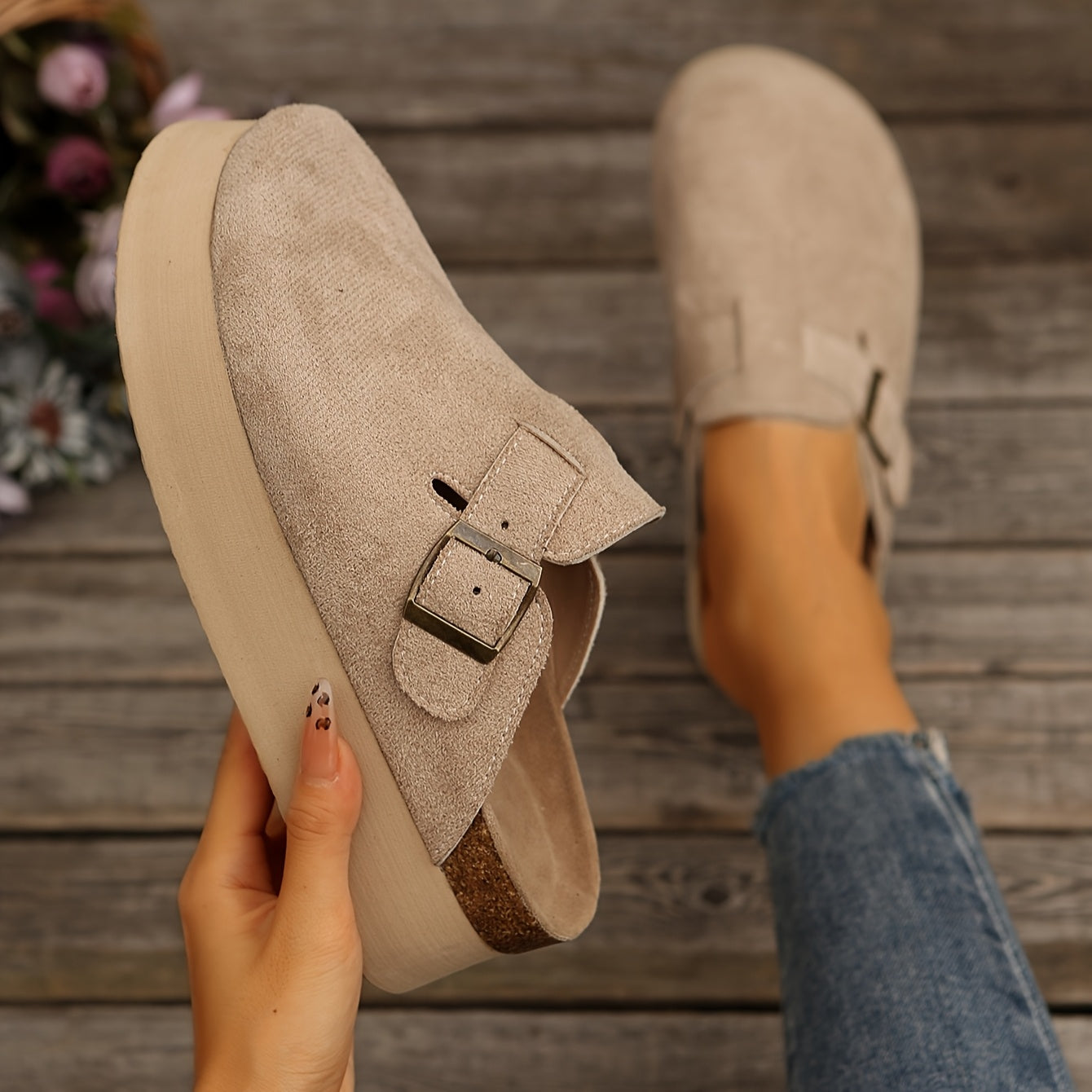 Женские повседневные мюли с толстой подошвой в черном цвете, стильная обувь для комфорта