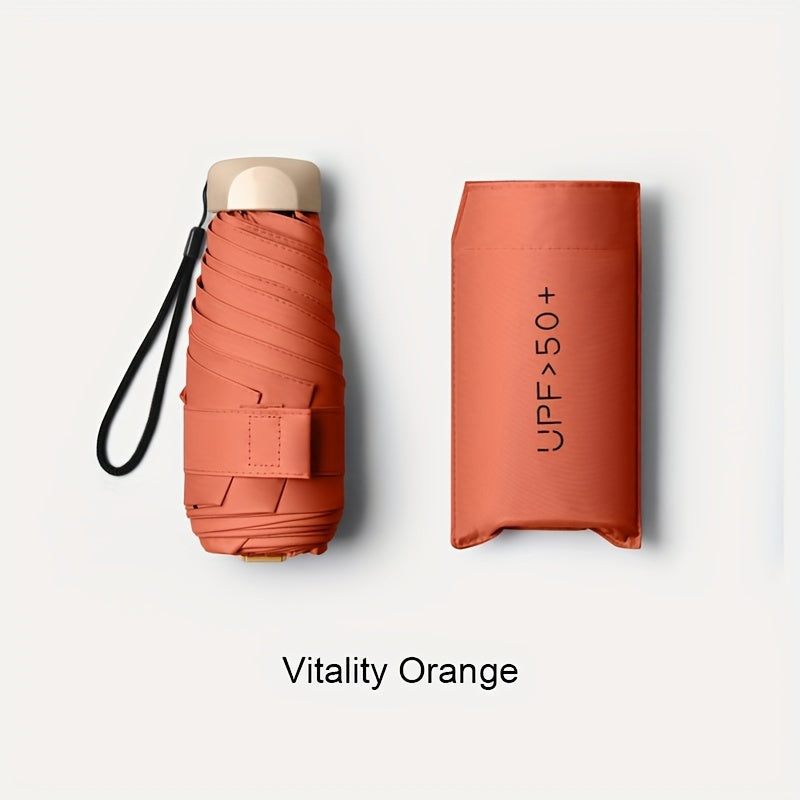 Мини-зонт-раскладушка с 6 спицами, алюминиевой ручкой, компактный, солнце, дождь, портативный, стильный, розовый, синий, белый, серый