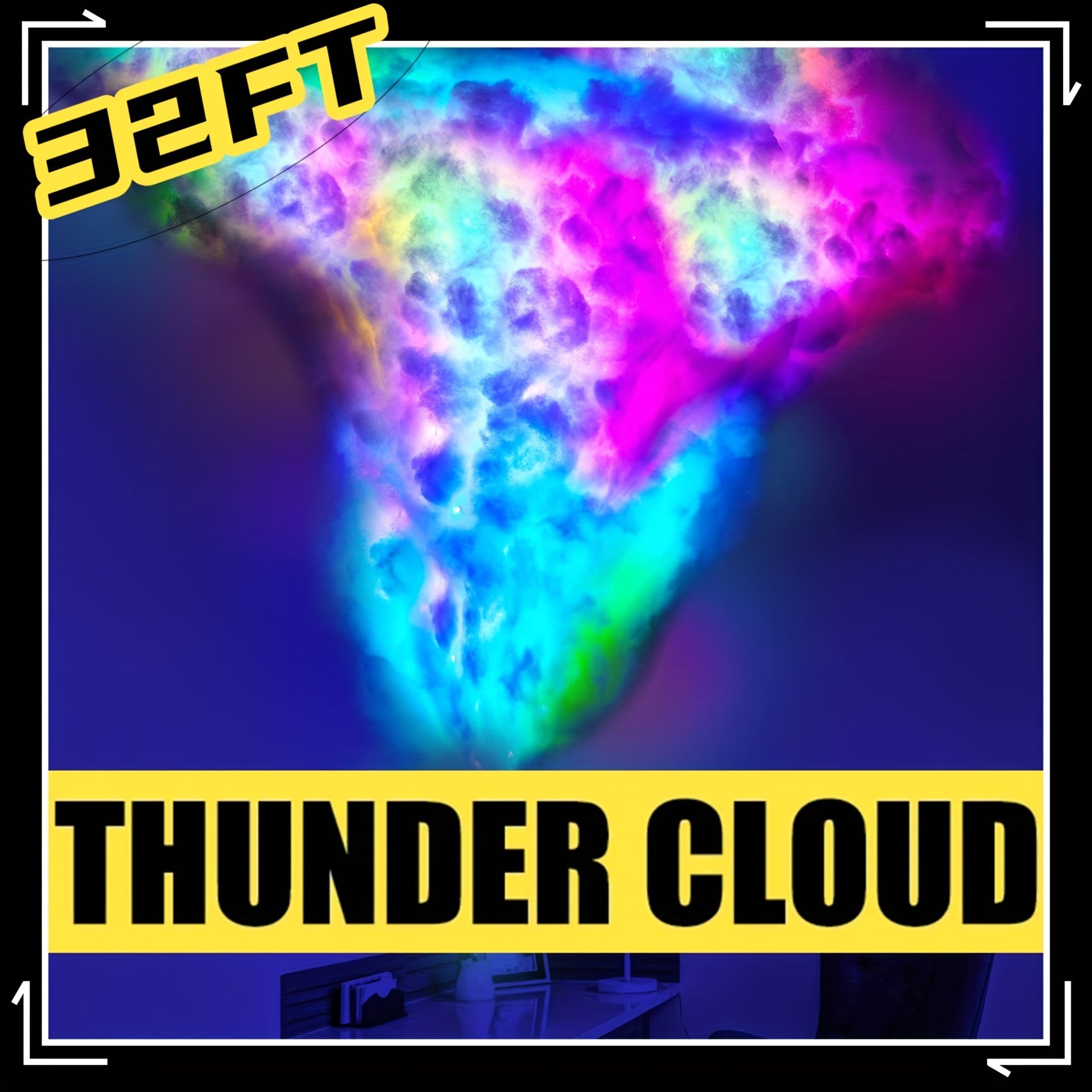 9.75m LED Cloud Light with 3D Thundercloud and Multi-Color Atmosphere for Gaming and Parties