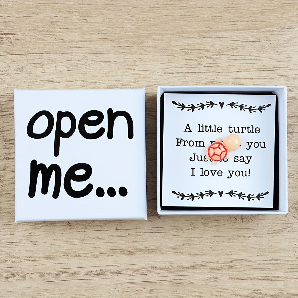 Polyresin Turtle Figurine esdalik sovgʻa qutisi, doʻstlarga samimiy xabar bilan