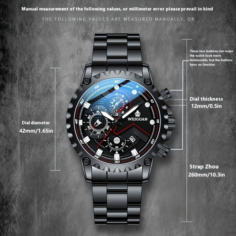 Men's Black Leather Business Watch with Minimalist Design