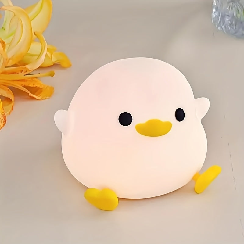 Cute Duck-Shaped Table Lamp with Geometric Pattern White Matte Finish Night Light for Nursery Bedside