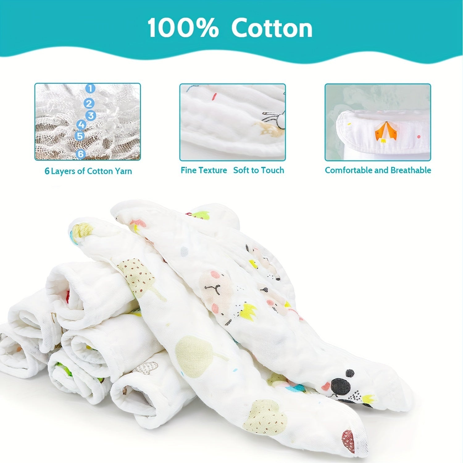 Juego de 5 baberos de algodón para bebé, baberos de gasa para alimentar, para Navidad, Acción de Gracias, Año Nuevo, San Valentín