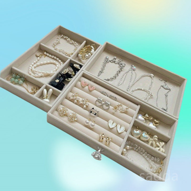 Acrylic Jewelry Storage Box with 3 Drawers and Crystal Knobs for Earrings Rings Necklaces and Bracelets