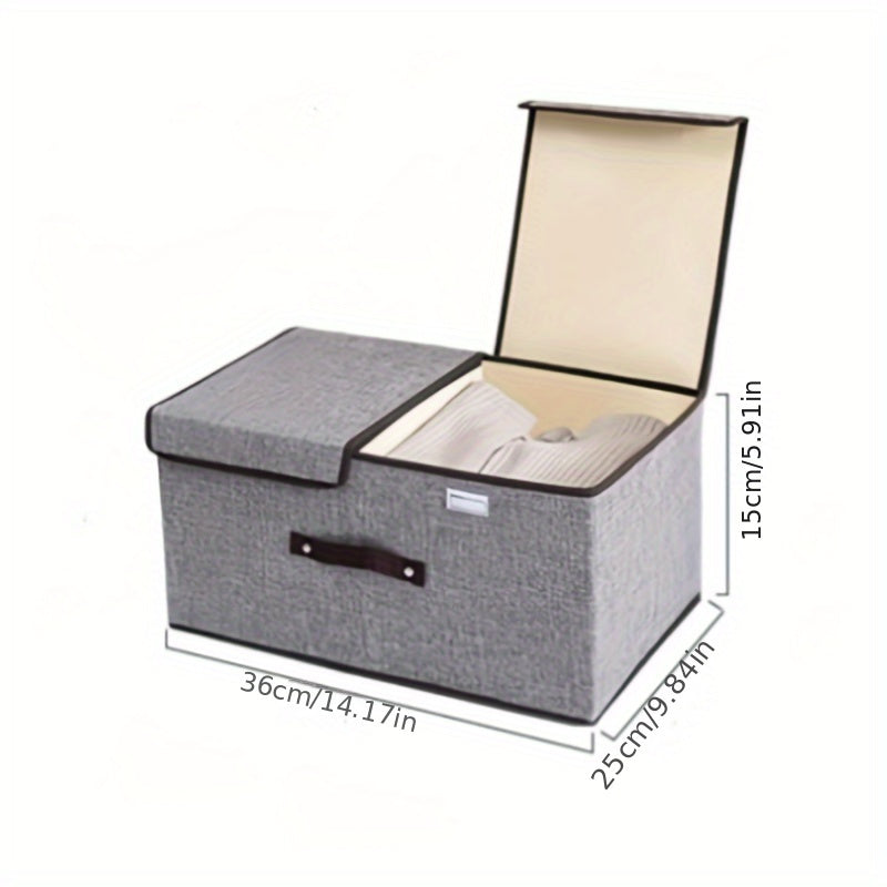 Cubo de almacenamiento de tela con asas para organización de armario y almacenamiento en el hogar