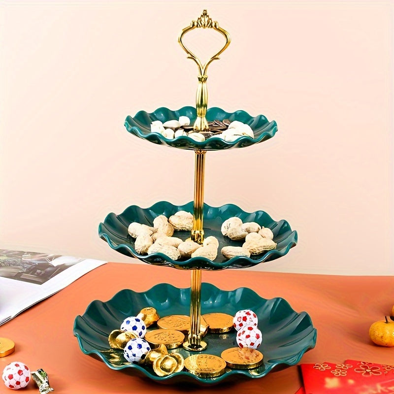 Plastic 3-Tier Cake Stand Holiday Candy Tray Fruit Basket for Events