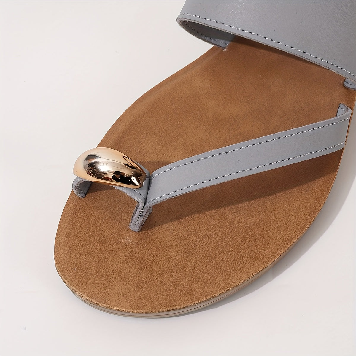 Women Flat Sandals with Toe Separators Soft PU Upper Summer Casual Formal