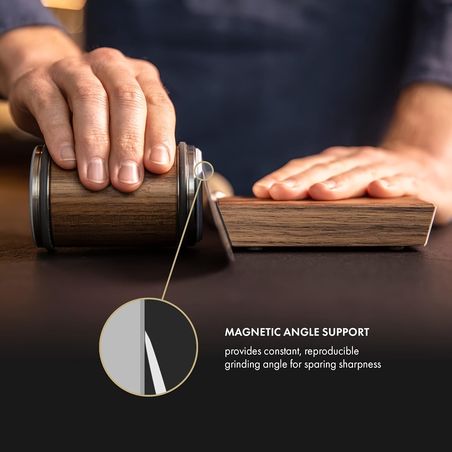 Premium Knife Sharpener Kit with Stainless Steel Blade and Wooden Handle