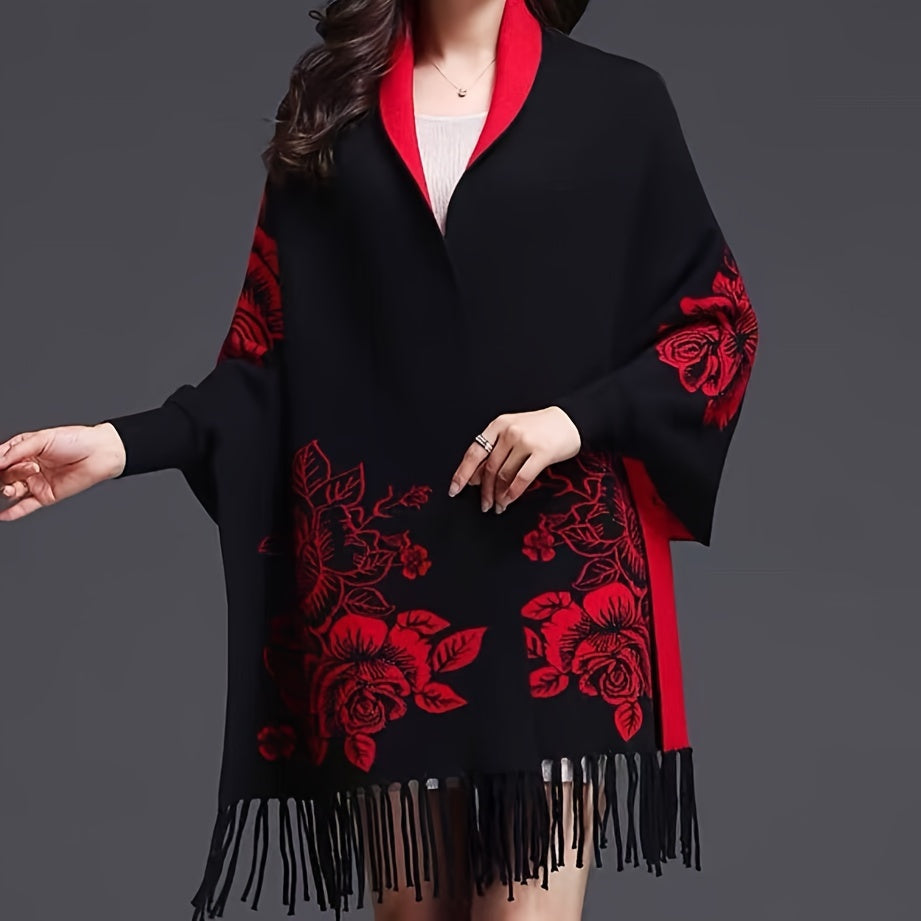 Women's Vintage Wool Shawl Coat for Autumn Winter Warm Stylish Cheongsam Alternative