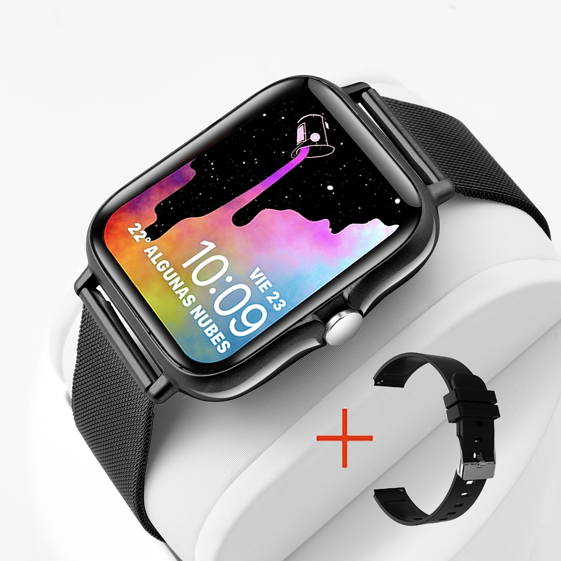 Smart Watch for Men and Women 4.34cm Metal Body Fitness Tracking Calls Music Control Compatible with iPhone Android