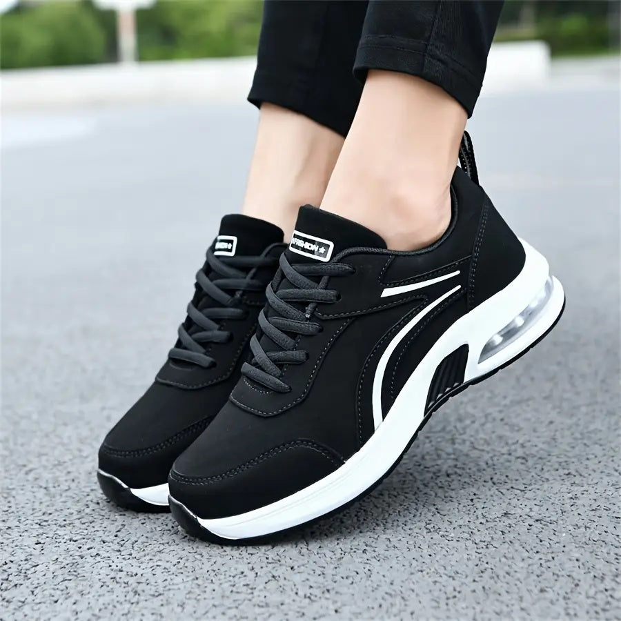 Women's Lightweight Cushioned Running Shoes Black Non-Slip Gym Sneakers