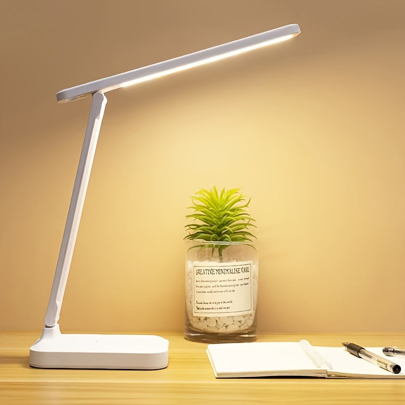 Adjustable White LED Desk Lamp with Color Changing Dimmable Light and Rechargeable Battery