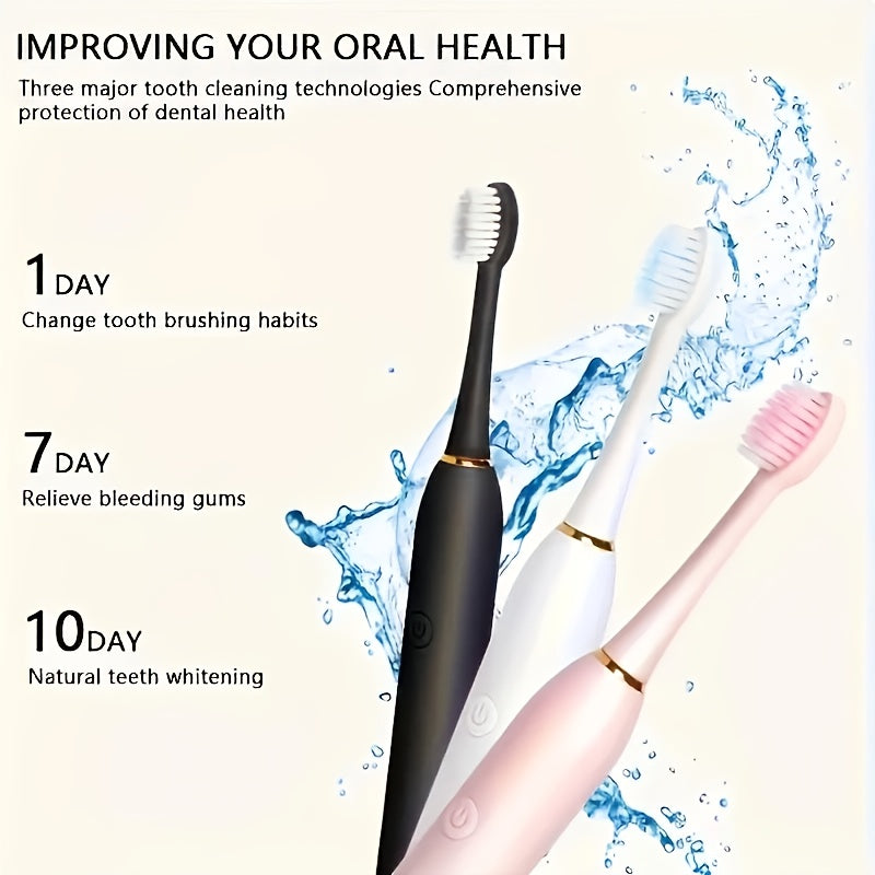 Unisex Electric Toothbrush Pack With 6 Modes, USB Rechargeable, Soft Brush Heads