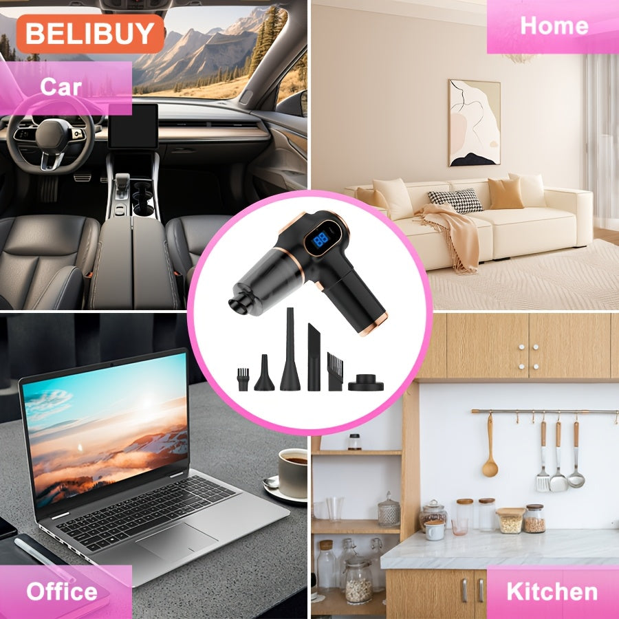 Portable Car Vacuum Cleaner 2-in-1 Lightweight Rechargeable with Multiple Tools