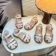 Girls Summer Closed-Toe Sandals Lightweight Breathable Microfiber Synthetic Leather Casual Shoes