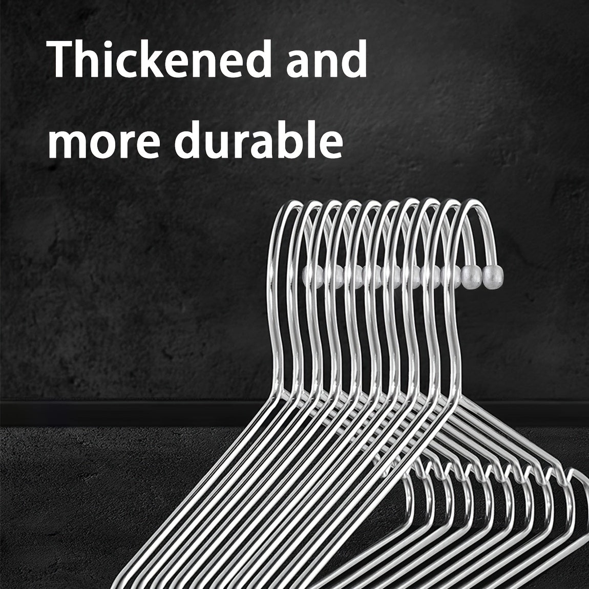 Set of 10 Stainless Steel Clothes Hangers Non-slip Durable Space-saving Wardrobe Storage