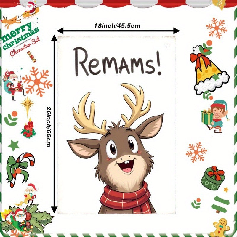 Snowflake Snow Christmas Tree and Deer Towel Decoration 66cm x 18cm Gift